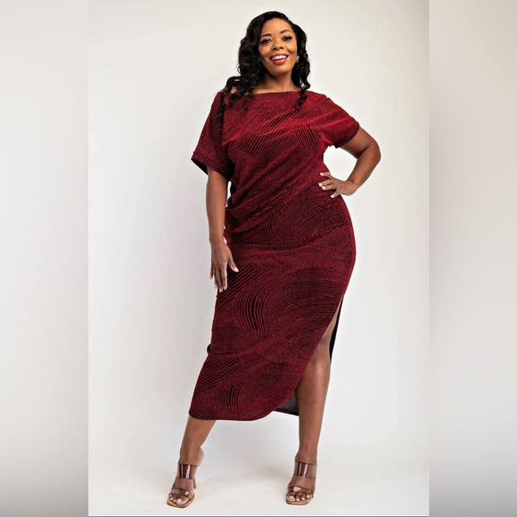 Plus Size Valentine Set 💌 KNIT SHORT SLEEVE TOP AND SKIRT SET